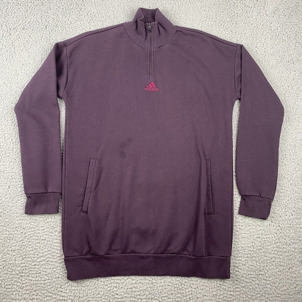 Adidas Women Purple Essentials Comfort Elongated 1/4 Zip Sweatshirt GD2592 Sz S